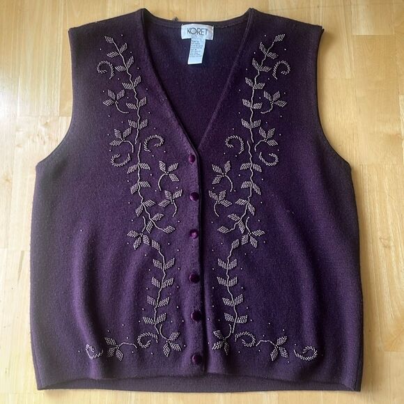 Vintage Wool Blend Beaded Sweater Medium - Picture 1 of 4